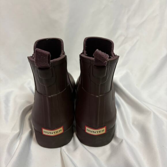 Hunter Dark Purple Chelsea Rain Ankle Boots Size 7 - Picture 3 of 7